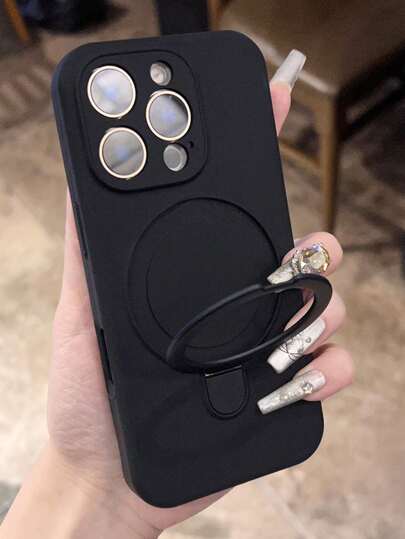 For Magnetic Wireless Charge Soft Silicone Holder Case Compatible With IPhone 17Air 17 16 15 14 13 12 11 Pro Max 16e Soft Cases Magnetic Liquid Silicone Cover