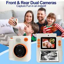 全新即时打印相机，超可爱即时打印相机，配备 2 卷打印纸和彩色笔，适合 6-12 岁儿童的数码相机儿童礼物，适合女孩/男孩的完美节日礼物，生日礼物。返校日、劳动节、万圣节、圣诞节、感恩节
