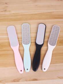 1pc Large Double-Sided Foot File - Hypoallergenic Metal Design, 4 Colors (Black, Pink, Light Blue, White), Home Callus Remover & Dead Skin Scrubber [Random Color]
