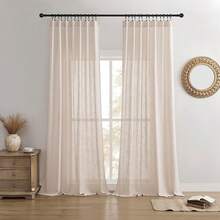 Sheer Curtains 84 Inches Long, White Curtains Living Room 2 Panels Set, Linen Curtains Window Privacy With Filtering (W52 X L84 Inch, Linen), Home Decor - PINK BEIGE - 查看 12