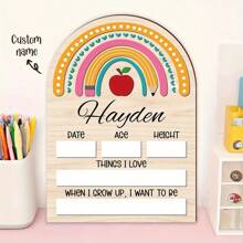 1pc, Customizable Back To School Decoration Board With Name, First Day Of School Date, Student Return Sign, First Day Clock, Apple, Colored Pencils, Flags, Scissors Design Wooden Back To School Gift, Back To School Season