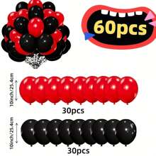 60个/98个红黑气球套装，红黑乳胶气球，适用于生日、婚礼装饰、宝宝派对、迎婴派对、订婚派对、性别展示气球、万圣节派对装饰气球。家居装饰、万圣节装饰、秋季装饰、房间装饰、秋季装饰。 - 彩色 - 查看 2