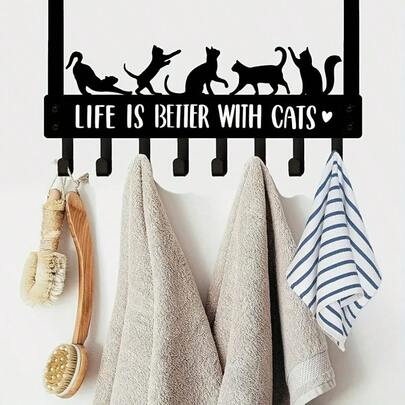 1 Pc Stylish Contemporary Metal Door Hook With Cat Design -…