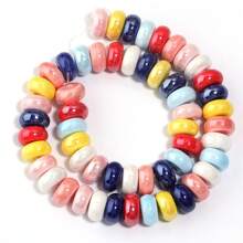 1 Strand Of Approx. 55pcs Ceramic Flat Round Abacus Beads, Multi-Color, Fashion Casual Cute Handmade DIY Craft Loose Beads, Suitable For Making Bracelets, Necklaces, Jewelry, Pendants, Decorations & Accessory Beads