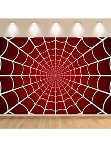 1PC Super Hero Spider Web Birthday Banner - Multi-Size, Multi-Purpose Party Backdrop Cloth For Men And Women - Universal Decoration For All Seasons, Indoor And Outdoor Decoration, Photo Studio, Garden Decoration, Party Decoration And Phone Booth.