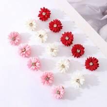 1 pièce/5 pièces/10 pièces Ensemble de barrettes à cheveux en fleurs en tissu, coiffe de mariée, accessoires pour cheveux en fleurs de couleur unie avec centre en strass, convient aux femmes, aux fêtes, aux rassemblements, à l'usage quotidien, à la décoration de fleurs d'Halloween, aux accessoires d'été, aux voyages, aux pinces à cheveux, aux pinces à cheveux, aux pinces à cheveux