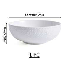 浮雕图案陶瓷家用碗，简约圆形纯色汤/沙拉/米饭碗，创意搅拌/烘焙碗，现代清新风格，光滑耐用，易于清洁