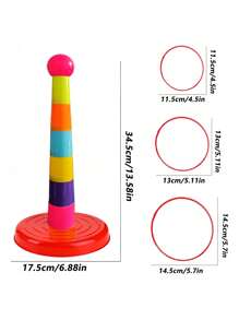 Dekoracja świąteczna 1 zestaw dziecięcych zabawek typu puzzle hoop, interaktywne gry rekreacyjne dla rodziców i dzieci, gry konkursowe dla dzieci w pomieszczeniach i na zewnątrz, do ćwiczenia wczesnego rozpoznawania kolorów przez dzieci (kolory kółek i wież są losowe) szkoła, uczeń, artykuły papiernicze, artykuły szkolne artykuły szkolne