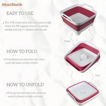 ACZ Collapsible Wash Basin 9L Foldable Dish Tub With Drain Plug Portable Collapsible Dish Basin Camping Sink For Washing Dishes Laundry Kitchen Use Viva Magenta  8502 - VivaMagenta - Xem 3