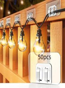 Ganci adesivi per luci a catena da esterno: 20/50/100 pezzi, senza danni, senza strumenti, senza fori, resistenti all'acqua e ai raggi UV, adatti per decorazioni interne ed esterne, ideali per Natale, perfetti per il ritorno a scuola, Natale e Ognissanti