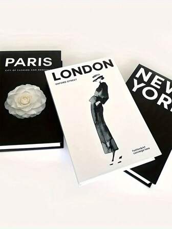 1pc/3pcs Home Decor Decorative Books - Coffee Table Gold Foil Decorative Books - Bookshelf Decor Hardcover Fake Books - Fashion Designer Books Decorative Set Of 3