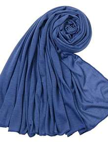 Lenço de cabeça feminino preto em malha elástica, leve e respirável, de cor sólida, longo, ideal para primavera/verão. - cor sólida - Ver 15
