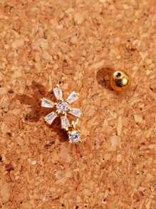 1pc Fashionable Exquisite Luxurious Personalized Minimalist Design Cubic Zirconia Inlaid Snowflake Gold Ear Cuff Earrings, Elegant Jewelry For Women Everyday Wear, Party And Holiday Attire