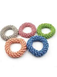 Rope Woven Circular Ring Pet Toy With Strong Bite Resistance, Teeth Grinding And Cleaning, Suitable For Large, Medium And Small Dogs, Random Color