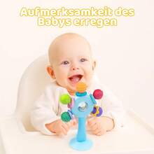 Sonajero para bebé con ventosa - Anillo de dentición - Diseño anti-estrangulamiento, fortalecimiento del agarre, apto para el desarrollo auditivo y dental - Multicolor - Ver 4