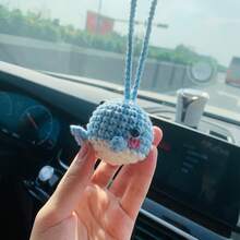 onEternal Handmade Crochet Cute Whale Hanging Decor, Car Interior Decoration, Mirror Ornament, Gift