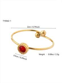1pc Elegant Luxurious Exquisite Minimalist European Retro Chic High-End 18k Gold Plated Stainless Steel Zirconia Diamond Geometric Pattern Ring, Suitable For Summer, Holidays, Travel, Work, Daily Wear, Parties And Gatherings, Women Jewelry