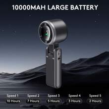 Portable Handheld Turbo Fan, 5 GearWind, 10000mAh Battery Operated, Up To 10 Working Hours, 3 IN 1 Hand Fan Rechargeable With Air Turbo Tech Cooling Fan For Outdoor Activities, Travel, Working, Gifts Boyfirend Teen Back To School