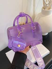 2个/套透明果冻可调节单肩包，适合旅行、上学、工作、办公、斜挎。 - 彩色 - 查看 3