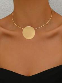 1 buc colier elegant minimalist geometric pătrat, potrivit pentru femei, stil minimalist vintage, aliaj de zinc, potrivit pentru purtare zilnică și de sărbători, accesoriu pentru toate anotimpurile