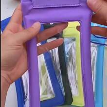 夜光防水手机袋，触摸屏，面部解锁，适合游泳，漂流，透明防水手机壳，触摸屏，带气垫，防水潜水壳，送货骑手必备，雨天骑行，非常适合夏天 - 彩色 - 查看 10