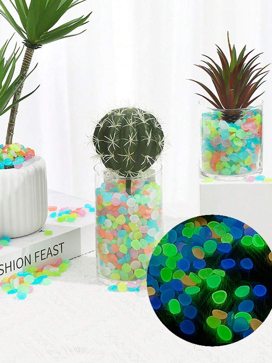 50/100/300/500 Stücke leuchtende dekorative Steine, mikrolandschaftliche leuchtende Steine, geeignet für Garten Kunstdekoration, Bonsai Dekoration, Wege, Rasen, Aquarien, Fischbecken, Vase Füllung, Blumentopf Dekoration