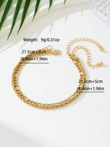 2er Set minimalistische geflochtene Ketten Knöchelkettchen, mehrlagiger Fuß Schmuck für Frauen zum Tragen am Strand