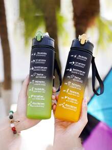 1pc 300/800/2000ml Large-Capacity Gradient Water Cup, Portable Outdoor Travel Sports Straw Cup,Water Bottles With Times To Drink And Straw, Motivational Water Bottle With Time Marker, Leakproof, Drinking Sports Water Bottle For Fitness, Gym And Outdoor,Back To School