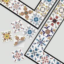 24PCS- Nrdic Bohemian Style Home Tile, Self-Adhesive Wall Stickers, Peel And Stick Wallpaper, Kitchen Bathroom Bedroom Living Room Dining Room, Waterproof, Oil And Moisture Proof, Decorative Tile Stickers, Wall Renovation Floor Stickers For Home Decor