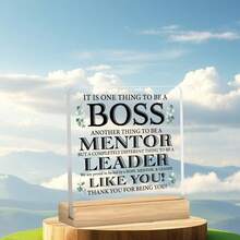 1pc Acrylic Desk Plate With Wooden Stand, "Thank You Boss" Decorative Name Plate, Gift For Boss And Leader, Suitable For Office And Home - Multicolor - View 7