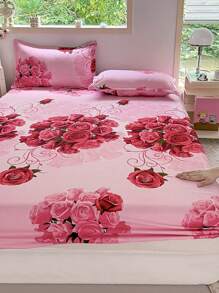 1pc Soft & Pretty Floral Pattern Fitted Sheet, Bedding, Breathable Home Use Children Fitted Sheet, Soft Fitted Sheet For Single Bed, Bedroom, Boys & Girls, All Seasons