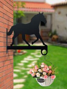 [Heavy-Duty Metal Plant Hanger] Heavy-Duty Metal Horse Silhouette Wall-Mounted Plant Hanger | Contemporary Outdoor Decor For Flower Pots, Lanterns, Bird Feeders & Wind Chimes | Easy Installation With Included Hardware, Horse Decor