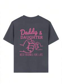 Tween Girl Funny Letter Print Crew Neck Short Sleeve T-Shirt, Summer Top