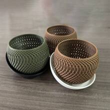 3D Printed Orchid Planter With Base, Polygonal Succulent Planter, Modern Minimalist Elegant Balcony Decor