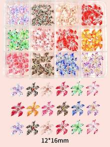 1 Hộp hỗn hợp ngẫu nhiên các loại phụ kiện trang trí móng tay hình hoa báo bằng nhựa ABS, phụ kiện trang trí móng tay hình hoa chấm bi gradient Y2K, đồ dùng tự làm móng nghệ thuật, đá trang trí móng tay. - Nhiều màu - Xem 8