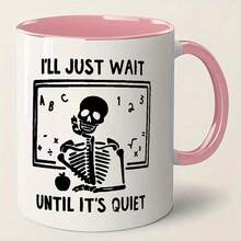 1 Stück leise Lehrer Keramik Kaffeetasse, Doppelseitiges Design für kalte und heiße Getränke, weiße Teetasse, Schreibtisch Dekoration, interessantes Geschenk für Lehrer, Getränkegeschirr, Party Tasse, Küchenutensilien