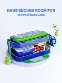Meoky isolierte Lunchbox - 1 Stück große Kapazität Thermotasche mit seitlicher Netztasche, süßes Cartoon-Design, wiederverwendbare Bento Lunch-Tragetasche hält Essen warm & frisch, ideal für Schule, Picknick & Reisen