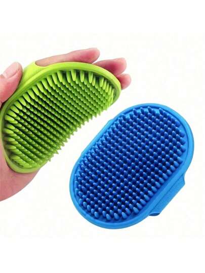 Cepillo de baño para mascotas, cepillo de masaje para gatos, guantes de baño para perros, peine de goma de silicona ajustable para la limpieza del baño, para perros y gatos de pelo largo y corto