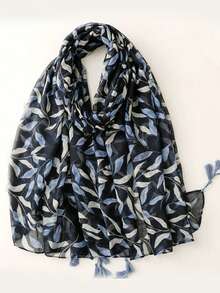 1条女士四季印花围巾，180*85厘米，可作头巾、披肩、防晒围巾、沙滩装，时尚百搭，适合旅行和日常穿着。