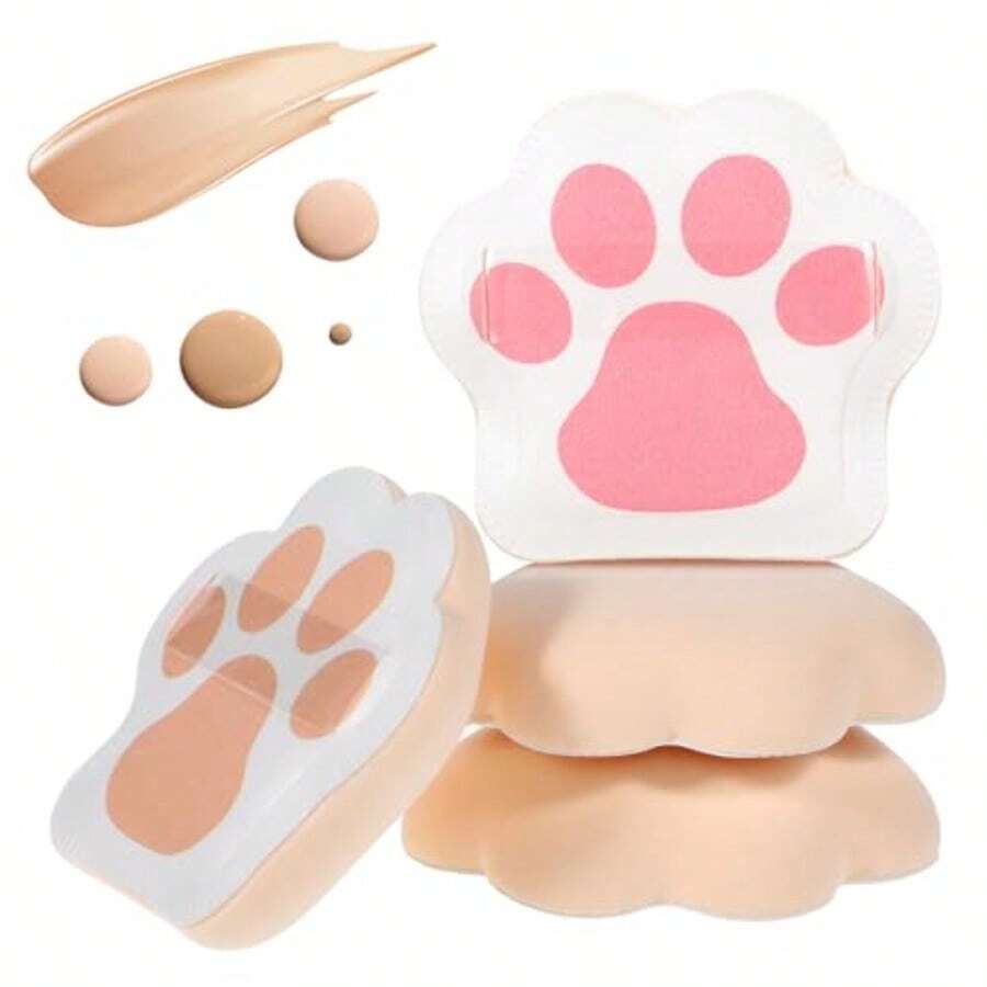LZ4 PCS Cute Powder Puff Cat Paw Cushion Makeup Powder Puff Soft Cat Paw  Sponges Cushion Makeup Sponge Face Powder Puffs For Womeng80001 - như hình ảnh - Xem 1