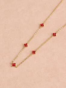 1 Pc Lucky Four Leaf Flower Necklace With Cold And Elegant Style, High Sense Collar Chain, Long Style, Elegant Tassel Neckchain, Female, Suitable For Women's Daily Wear ﻿