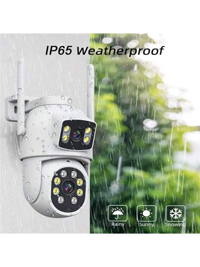 2.4G/5GHz Dual Lens Security Camera, 360° Rotating Tilting WiFi Surveillance Night Vision, Automatic Tracking, Two Way Audio, Outdoor Home Monitoring System, USB Power Supply, Motion Detection, Wireless, Security, Anti Social Attacks, Camera view 7