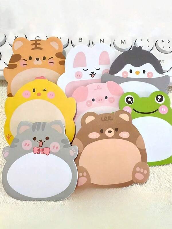 10 Stücke/Set süße Cartoon Tier Muster Memo Blöcke, kreative hochkant Haftnotizen, 20 Blatt pro Block, insgesamt 160 Blatt, Weihnachtsgeschenk oder Preis