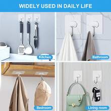 Ganchos adhesivos grandes para colgar, ganchos de pared resistentes, ganchos autoadhesivos para toallas, abrigos, ganchos impermeables y transparentes para baño, ducha, cocina, llaves, puerta - Marrón - Ver 5