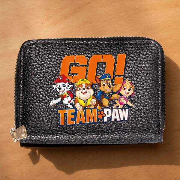 Paw Patrol 1 Stück Paw Patrol Skye Cartoon Design Studenten Campus Kreativ Geldbörse, Reisgeldbörse, - Reißverschluss, Polyester Futter, Ausweisetui, Schwarz & Pink - perfekt als Neujahrs-, Geburtstags-, Valentinstag-Geschenk, Geldbörsen