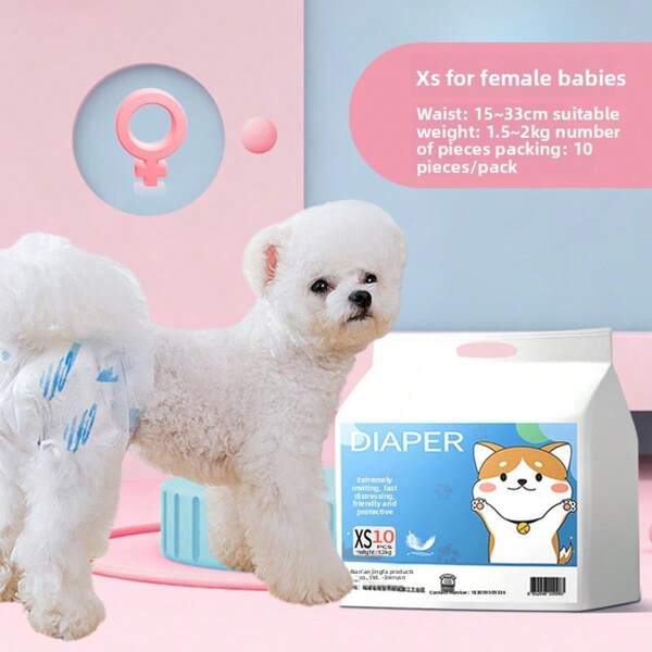 10 Pezzi di Pannolini Usa e Getta per Animali Domestici, Assorbenti Igienici Fisiologici per Cani, Traversine per Urina per Cuccioli Unisex, Forniture per Animali Domestici