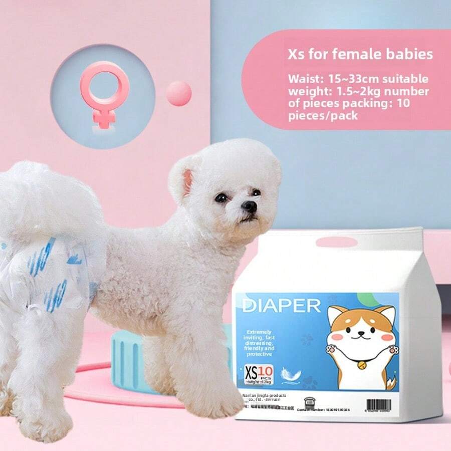 10pcs Pet Disposable Diapers, Dog Physiological Sanitary Pads, Unisex Puppy Urine Pads, Pet Supplies