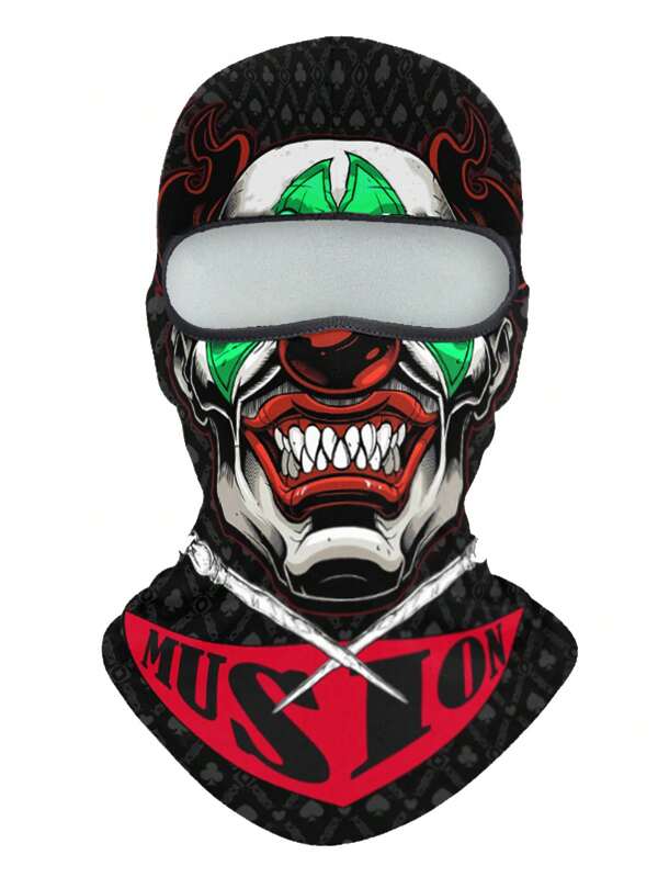 1 pezzo Passamontagna con stampa teschio per protezione solare, maschera integrale elastica per moto, sci, antivento, protezione UV, collo, costumi di Ognissanti, fantasma, ciclismo