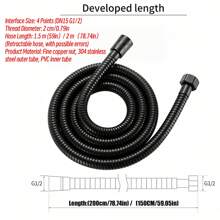 1 pieza Manguera de ducha de latón engrosado, tubo exterior de acero inoxidable 304 y tubo interior transparente de PVC, manguera de ducha antivuelco de alta densidad para calentador de agua del baño, longitud de 1,5/2m