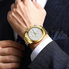 CRRJU CRRJU Men Watch Luxury Sports Quartz Chronograph Waterproof Wristwatch With Stainless Steel Luminous Auto Date